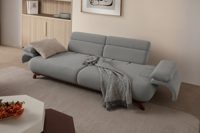 Atelier Del Sofa Bonjo Walnut - Grey, Sofá de 3 plazas